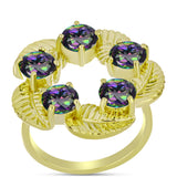 Inel din Argint 925 Placat cu Aur ( 5.16 grame ) cu Cuarț Hematit Verde Mistic 3.75 Carate