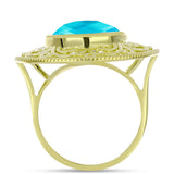 Inel din Argint 925 Placat cu Aur ( 7.26 grame ) cu Jad albastru 9.89 Carate
