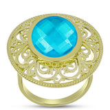 Inel din Argint 925 Placat cu Aur ( 7.26 grame ) cu Jad albastru 9.89 Carate