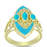 Inel din Argint 925 Placat cu Aur ( 5.69 grame ) cu Jad albastru 3.74 Carate