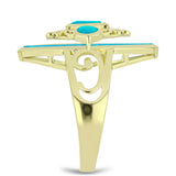 Inel din Argint 925 Placat cu Aur ( 5.69 grame ) cu Jad albastru 3.74 Carate