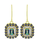 Cercei din Argint 925 Placat cu Aur ( 3.88 grame ) cu Cuarț Hematit Verde Mistic și Topaz Alb 2.5 Carate