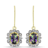 Cercei din Argint 925 Placat cu Aur ( 3.17 grame ) cu Cuarț Hematit Verde Mistic și Topaz Alb 2.49 Carate