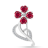 Broşă din Argint 925 ( 3.23 grame ) cu Rubin Malagasy și Topaz Alb 2.76 Carate