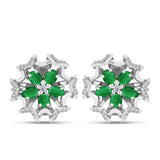 Cercei din Argint 925 ( 7.07 grame ) cu Smarald Zambian și Topaz Alb 2.02 Carate