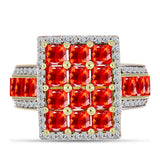 Inel din Argint 925 Placat cu Aur ( 6.74 grame ) cu Opal de Foc Lega Dembi și Topaz Alb 2.2 Carate