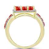 Inel din Argint 925 Placat cu Aur ( 6.74 grame ) cu Opal de Foc Lega Dembi și Topaz Alb 2.2 Carate
