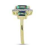 Inel din Argint 925 Placat cu Aur ( 2.66 grame ) cu Cuarț Hematit Verde Mistic și Topaz Alb 2.46 Carate