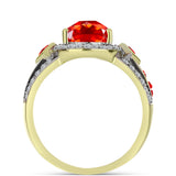 Inel din Argint 925 Placat cu Aur ( 4.81 grame ) cu Opal de Foc Lega Dembi și Topaz Alb 2.2 Carate