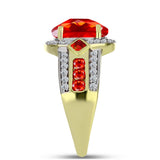 Inel din Argint 925 Placat cu Aur ( 4.81 grame ) cu Opal de Foc Lega Dembi și Topaz Alb 2.2 Carate