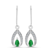 Cercei din Argint 925 ( 2.04 grame ) cu Smarald Zambian și Topaz Alb 0.59 Carate