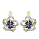 Cercei din Argint 925 Placat cu Aur ( 3.24 grame ) cu Cuarț Hematit Verde Mistic și Topaz Alb 1.16 Carate