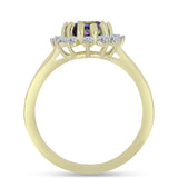 Inel din Argint 925 Placat cu Aur ( 2.29 grame ) cu Cuarț Hematit Verde Mistic și Topaz Alb 1.5 Carate