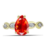 Inel din Argint 925 Placat cu Aur ( 2.09 grame ) cu Opal de Foc Lega Dembi și Topaz Alb 1.29 Carate
