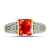 Inel din Argint 925 Placat cu Aur ( 3.15 grame ) cu Opal de Foc Lega Dembi și Topaz Alb 1.2 Carate