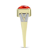 Inel din Argint 925 Placat cu Aur ( 3.15 grame ) cu Opal de Foc Lega Dembi și Topaz Alb 1.2 Carate