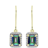 Cercei din Argint 925 Placat cu Aur ( 1.84 grame ) cu Cuarț Hematit Verde Mistic și Topaz Alb 2.06 Carate