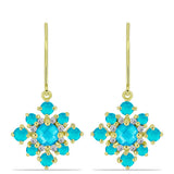Cercei din Argint 925 Placat cu Aur ( 3.76 grame ) cu Jad albastru și Topaz Alb 2.72 Carate