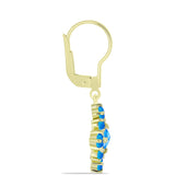 Cercei din Argint 925 Placat cu Aur ( 3.76 grame ) cu Jad albastru și Topaz Alb 2.72 Carate