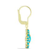 Cercei din Argint 925 Placat cu Aur ( 3.76 grame ) cu Jad albastru și Topaz Alb 2.72 Carate