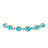 Brățară din Argint 925 Placat cu Aur ( 8.48 grame ) cu Jad albastru și Topaz Alb 7.59 Carate