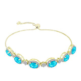 Brățară din Argint 925 Placat cu Aur ( 8.48 grame ) cu Jad albastru și Topaz Alb 7.59 Carate
