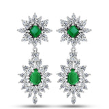 Cercei din Argint 925 ( 6.42 grame ) cu Smarald Zambian și Topaz Alb 7.42 Carate