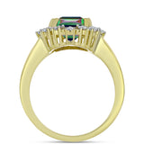 Inel din Argint 925 Placat cu Aur ( 3.16 grame ) cu Cuarț Hematit Verde Mistic și Topaz Alb 2.45 Carate