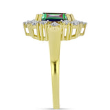 Inel din Argint 925 Placat cu Aur ( 3.16 grame ) cu Cuarț Hematit Verde Mistic și Topaz Alb 2.45 Carate