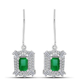Cercei din Argint 925 ( 3.42 grame ) cu Smarald Zambian și Zircon Alb 2.14 Carate