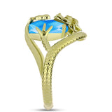 Inel din Argint 925 Placat cu Aur ( 4.36 grame ) cu Jad albastru 3.99 Carate