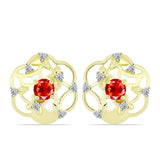 Cercei din Argint 925 Placat cu Aur ( 4.5 grame ) cu Opal de Foc Lega Dembi și Topaz Alb 0.62 Carate