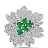 Broşă din Argint 925 ( 5.18 grame ) cu Smarald Zambian și Topaz Alb 2.67 Carate