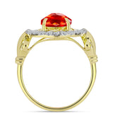 Inel din Argint 925 Placat cu Aur ( 4.04 grame ) cu Opal de Foc Lega Dembi și Topaz Alb 1.99 Carate