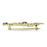Broşă din Argint 925 Placat cu Aur ( 6.8 grame ) cu Cuarț Hematit Verde Mistic și Topaz Alb 1.73 Carate