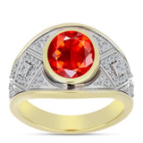 Inel din Argint 925 Placat cu Aur ( 5.43 grame ) cu Opal de Foc Lega Dembi și Zircon Alb 2.01 Carate