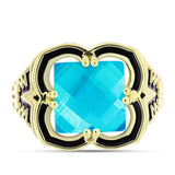 Inel din Argint 925 Placat cu Aur ( 5.53 grame ) cu Jad albastru 4.05 Carate