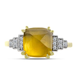 Inel din Argint 925 Placat cu Aur ( 3.22 grame ) cu Cuarț Coniac și Topaz Alb 3.77 Carate