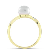 Inel din Argint 925 Placat cu Aur ( 2.25 grame ) cu Perlă de Apă Dulce Albă și Topaz Alb 2.97 Carate