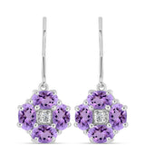 Cercei din Argint 925 ( 2.77 grame ) cu Ametist Rose de France și Topaz Alb 3.37 Carate