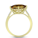 Inel din Argint 925 Placat cu Aur ( 2.06 grame ) cu Cuarț Coniac și Topaz Alb 4.67 Carate