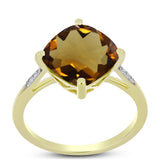 Inel din Argint 925 Placat cu Aur ( 2.06 grame ) cu Cuarț Coniac și Topaz Alb 4.67 Carate
