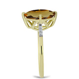 Inel din Argint 925 Placat cu Aur ( 2.06 grame ) cu Cuarț Coniac și Topaz Alb 4.67 Carate