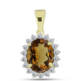 Pandantiv din Argint 925 Placat cu Aur ( 1.19 grame ) cu Cuarț Coniac și Topaz Alb 2.02 Carate