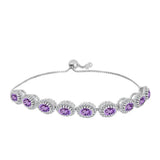 Brățară din Argint 925 ( 9 grame ) cu Ametist Rose de France și Topaz Alb 4.59 Carate