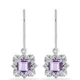 Cercei din Argint 925 ( 2.53 grame ) cu Ametist Rose de France și Zircon Alb 2.12 Carate