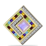 Pandantiv din Argint 925 Placat cu Aur ( 2.92 grame ) cu Piatra Lunii Curcubeu și Ametist Marocan 2.68 Carate