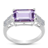 Inel din Argint 925 ( 3.35 grame ) cu Ametist Rose de France și Zircon Alb 4.47 Carate