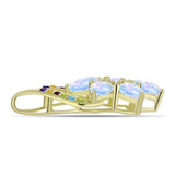 Pandantiv din Argint 925 Placat cu Aur ( 2.4 grame ) cu Piatra Lunii Curcubeu și Citrin Ural 2.8 Carate