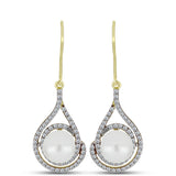 Cercei din Argint 925 Placat cu Aur ( 3.87 grame ) cu Perlă de Apă Dulce Albă și Topaz Alb 6.63 Carate